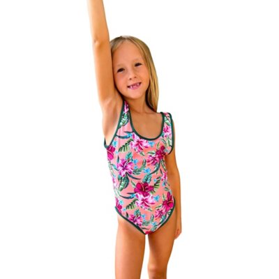 Maillot de bain rayé à volants - rose - Kiabi - 10.00